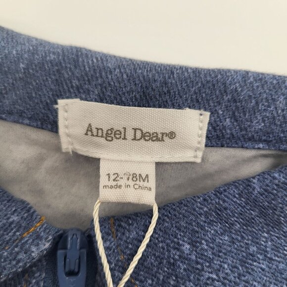 Angel Dear Baby 12-18M Zip One Piece Faux Denim Style Retro Coverall Jumpsuit - Picture 4 of 5